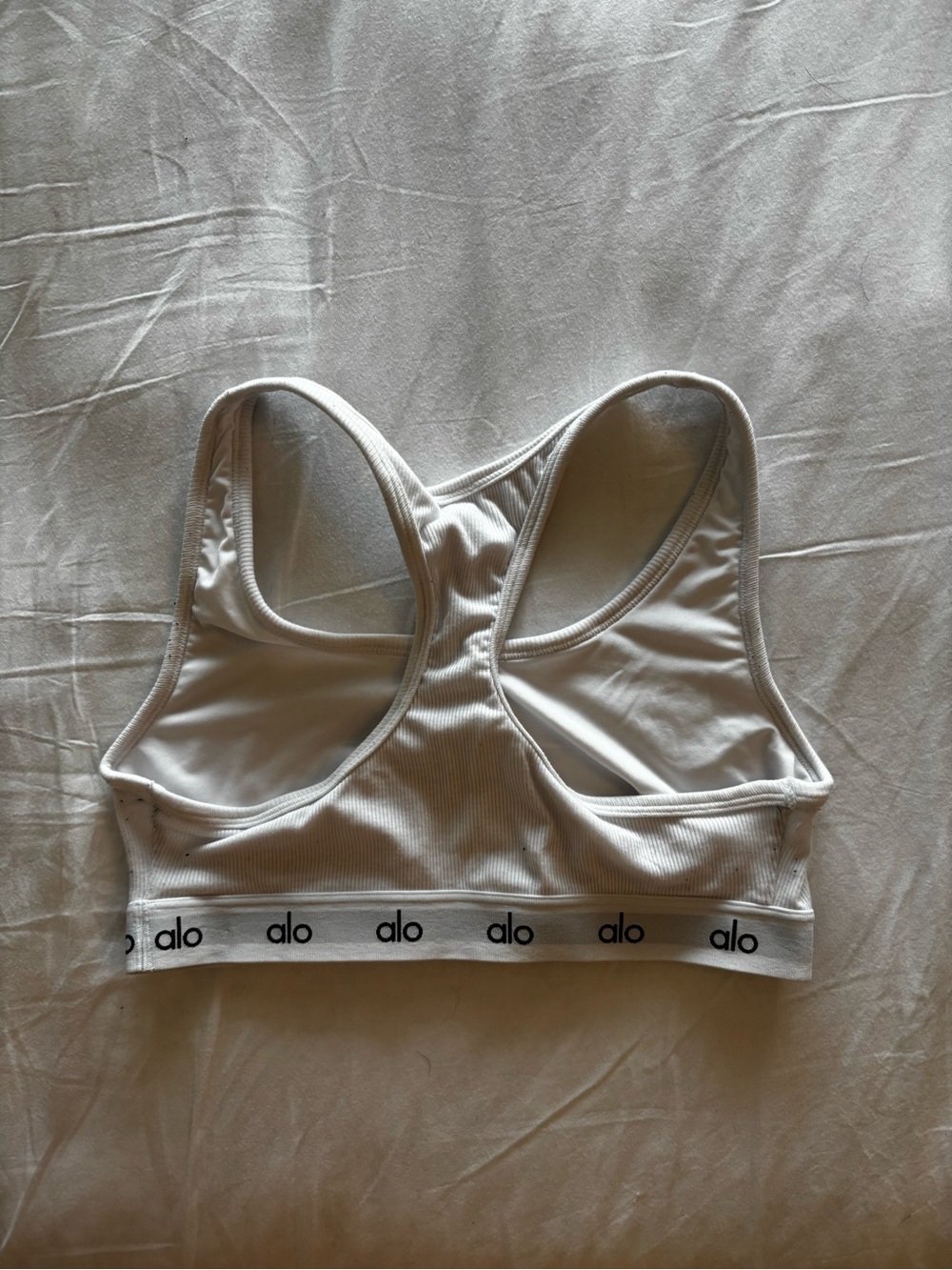 ALO Yoga White Ribbed Button-Front Racerback Tank - Picture 3 of 3